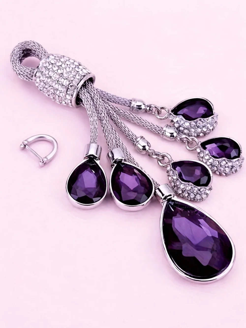 Purple Crystal Tassel Keychain